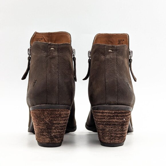 Frye Women Judy Western Cowboy Brown Leather Ankle Zip Boots size 10 - Picture 4 of 11